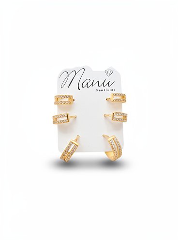 BRINCO FOLHEADO OURO 18K ARGOLA CLICK CRAVEJADA CRAVEJADO DUPLO VAZADO