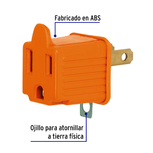 ADAPTADOR 3 A 2 NARANJA VOLTECK