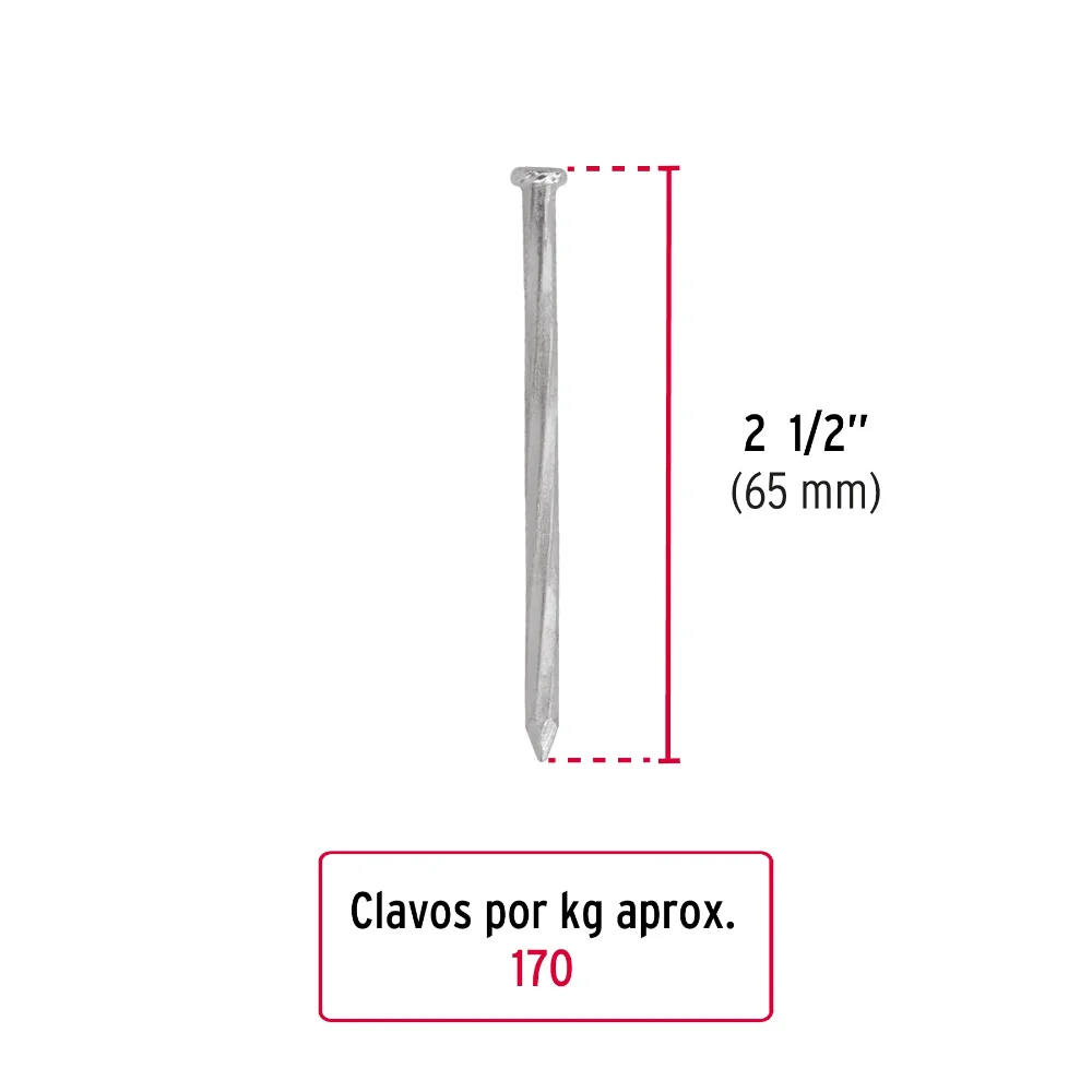 CLAVO CONCRETO 2-1/2" GALVANISADO 1K