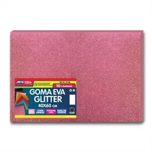 Goma Eva Pliego Glitter Rosado