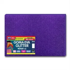 Goma Eva Pliego Glitter Morado