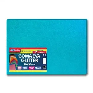Goma Eva Pliego Glitter Celeste