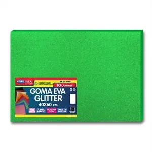 Goma Eva Pliego Glitter Verde Claro
