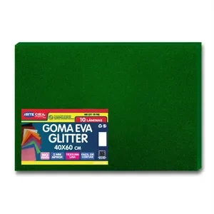 Goma Eva Pliego Glitter Verde Oscuro