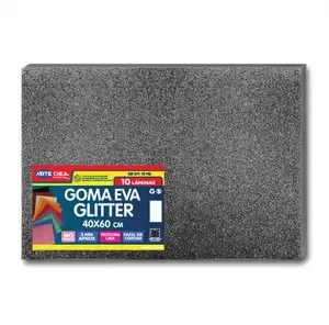 Goma Eva Pliego Glitter Plateado Oscuro