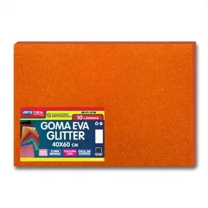 Goma Eva Pliego Glitter Naranjo