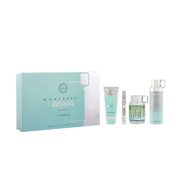SET ARMAF ODYSSEY AQUA (4 PC )3.4 OZ EDP /0.34 TRAVEL SP /3.4 OZ SG / 6.8 OZ BODY SPRAY