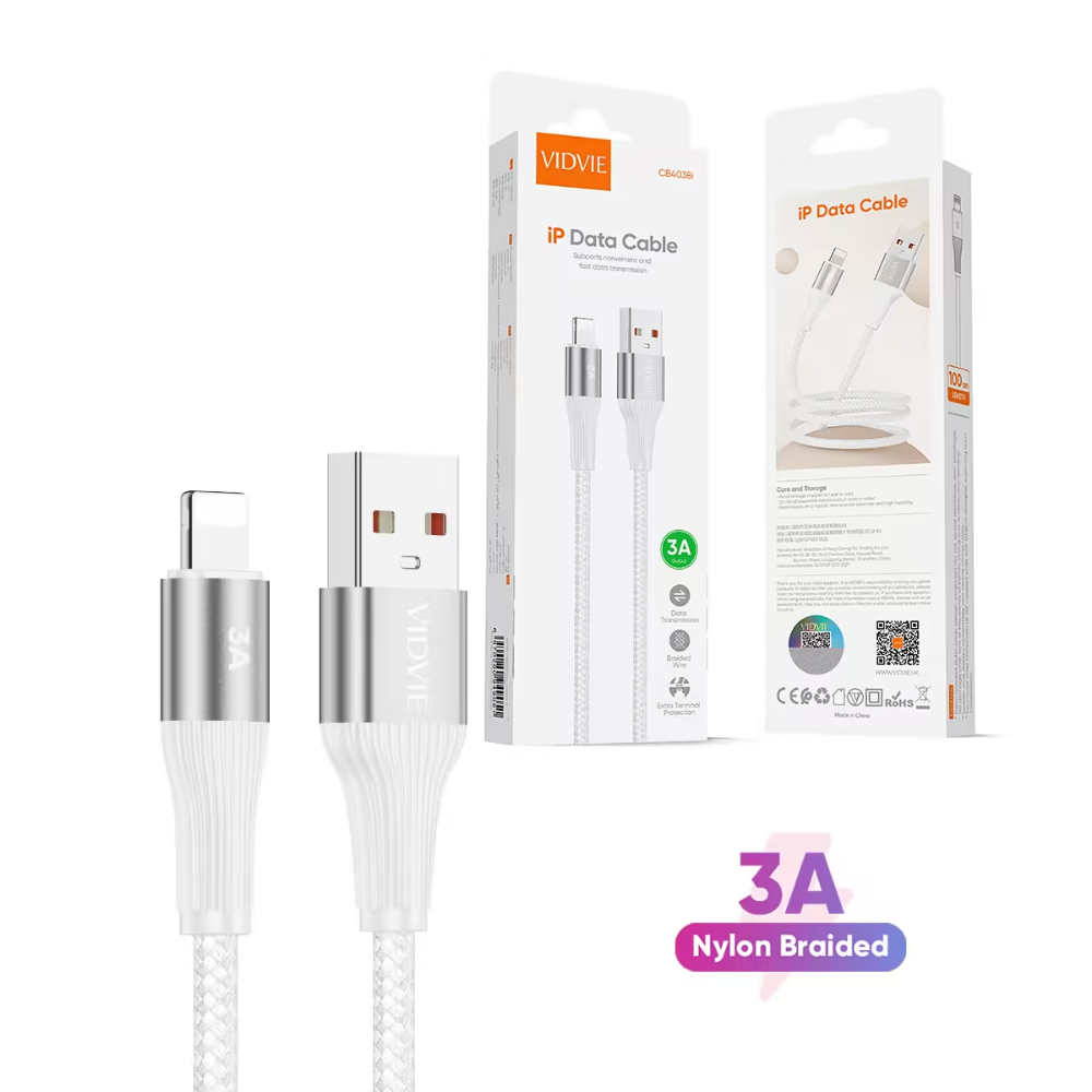 CABLE VIDVIE USB IP 3A BLANCO CB4038I