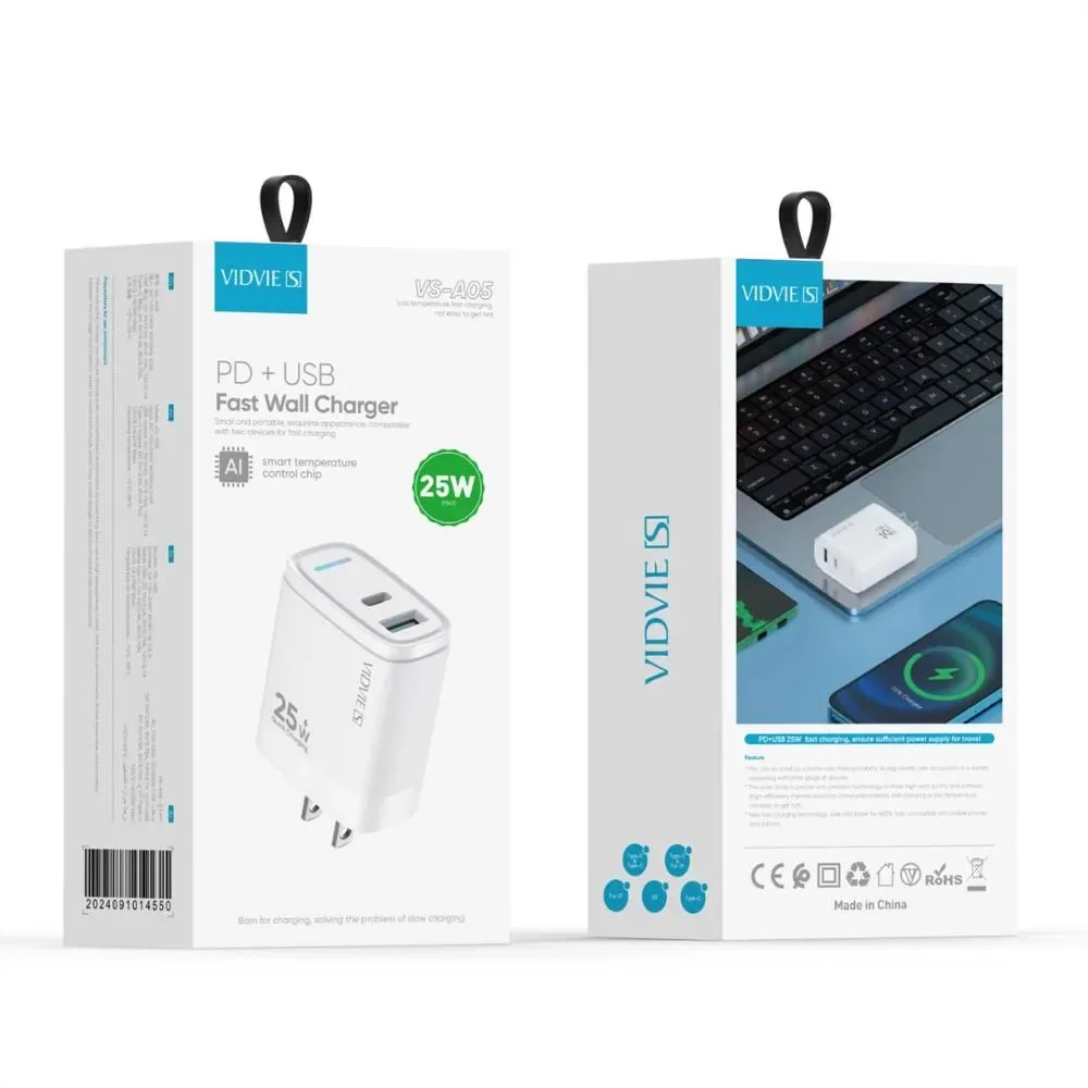 CARGADOR VIDVIE USB A IPH 25W VSA05