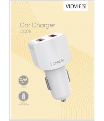 CARGADOR CARRO VIDVIE TIPO C 2.4A CC01
