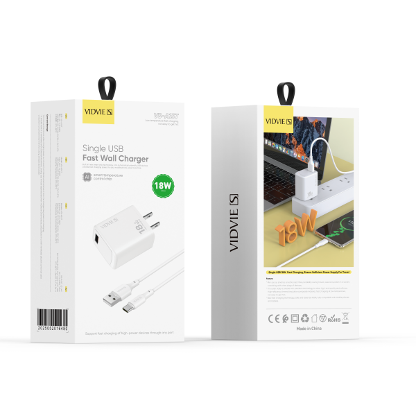 CARGADOR VIDVIE USB C 18W VS A15T
