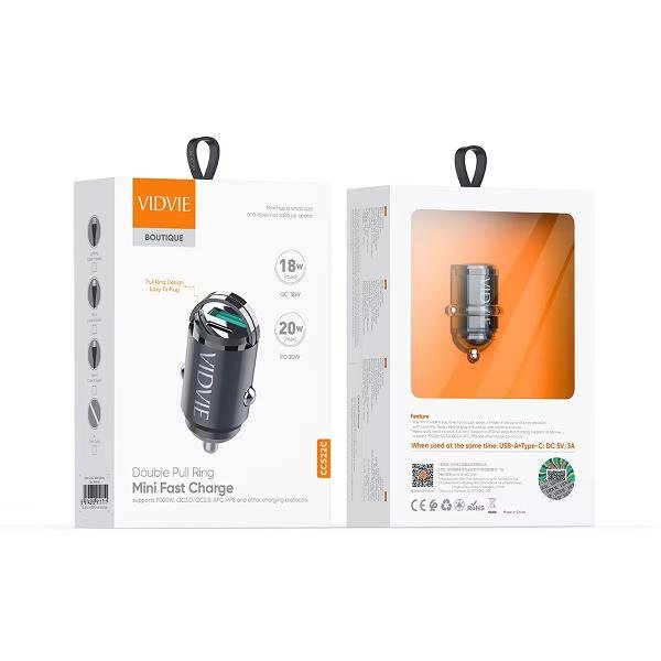 CARGADOR CARRO VIDVIE USB + TIPOC CC522C