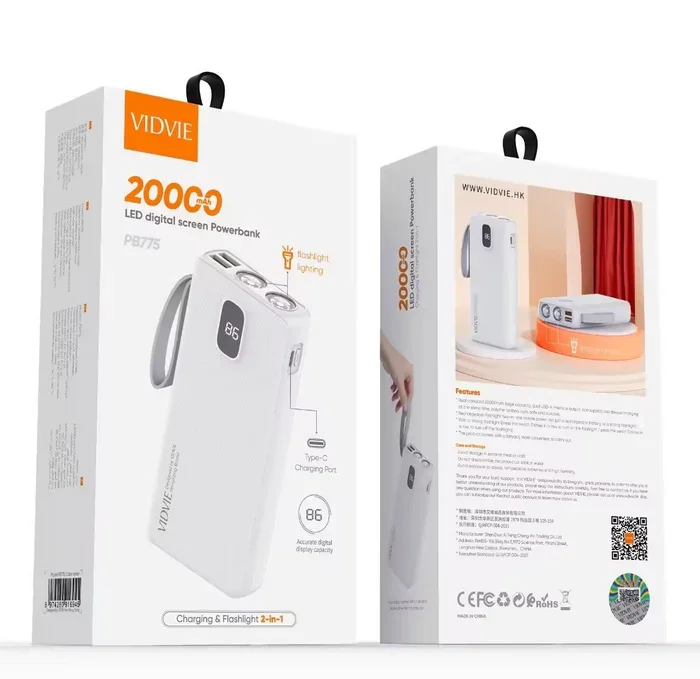 POWER BANK VIDVIE 20000 USB -TIPO C PB775