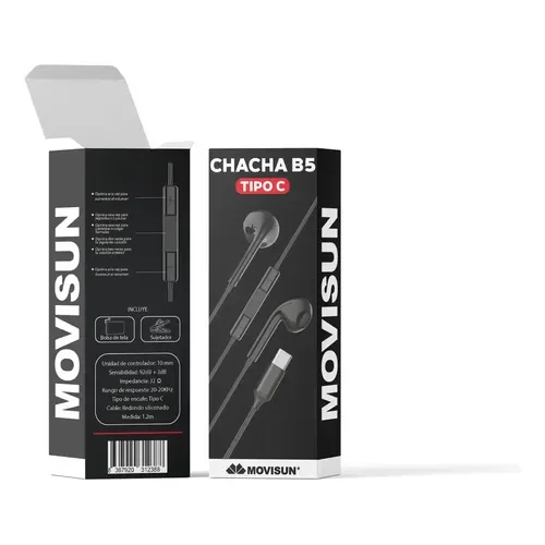 MANOS LIBRES  MOVISUN CHACHA B5 TIPO C NEGRO