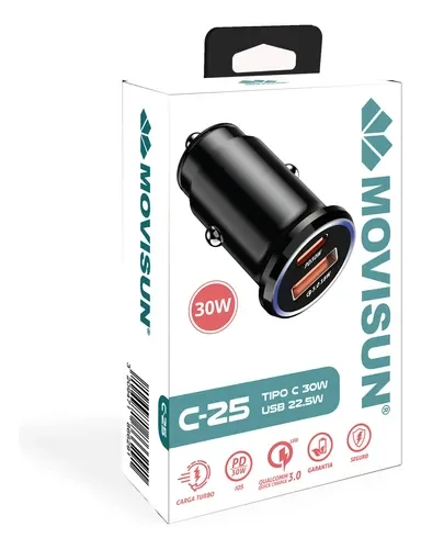CARGADOR MOVISUN CARRO TURBO 30W TC C25