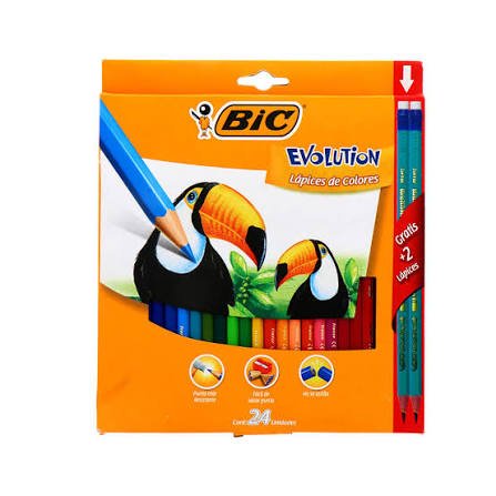 Lápiz De Color Bic Evolution 24 Un + 2Lápiz Grafito