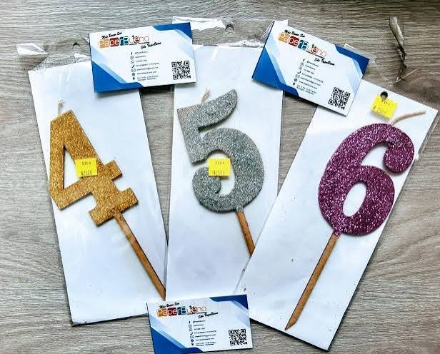 velas de numeros para pastel escarchada