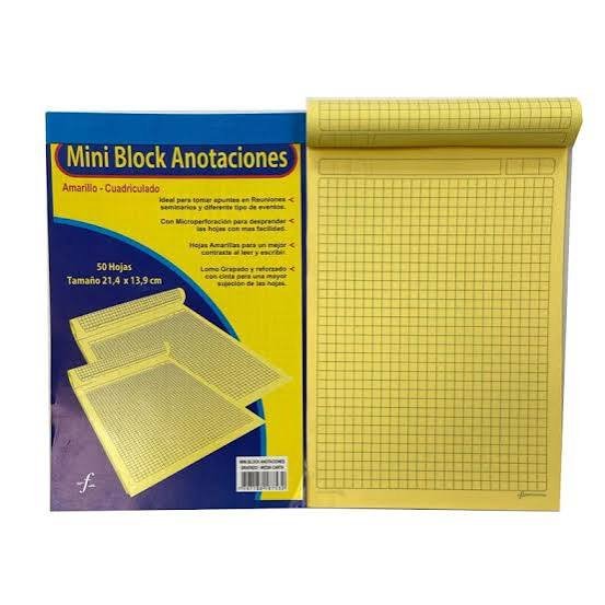 block cuadriculado tamaño carta amarillo