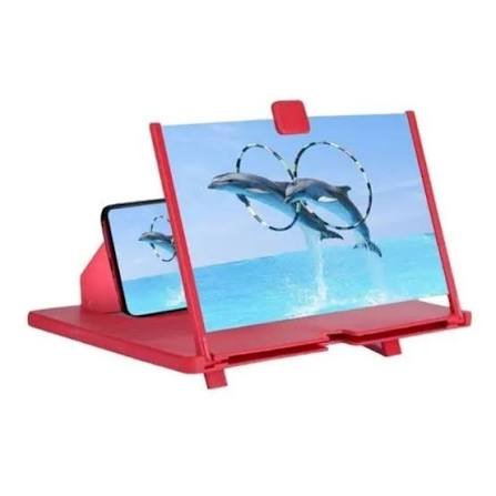 Amplificador Lupa D Pantalla 5D Soporte Ampliar Para Celular Rojo