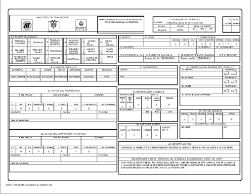 Formulario de solicitud de tramites del registro nacional automotor