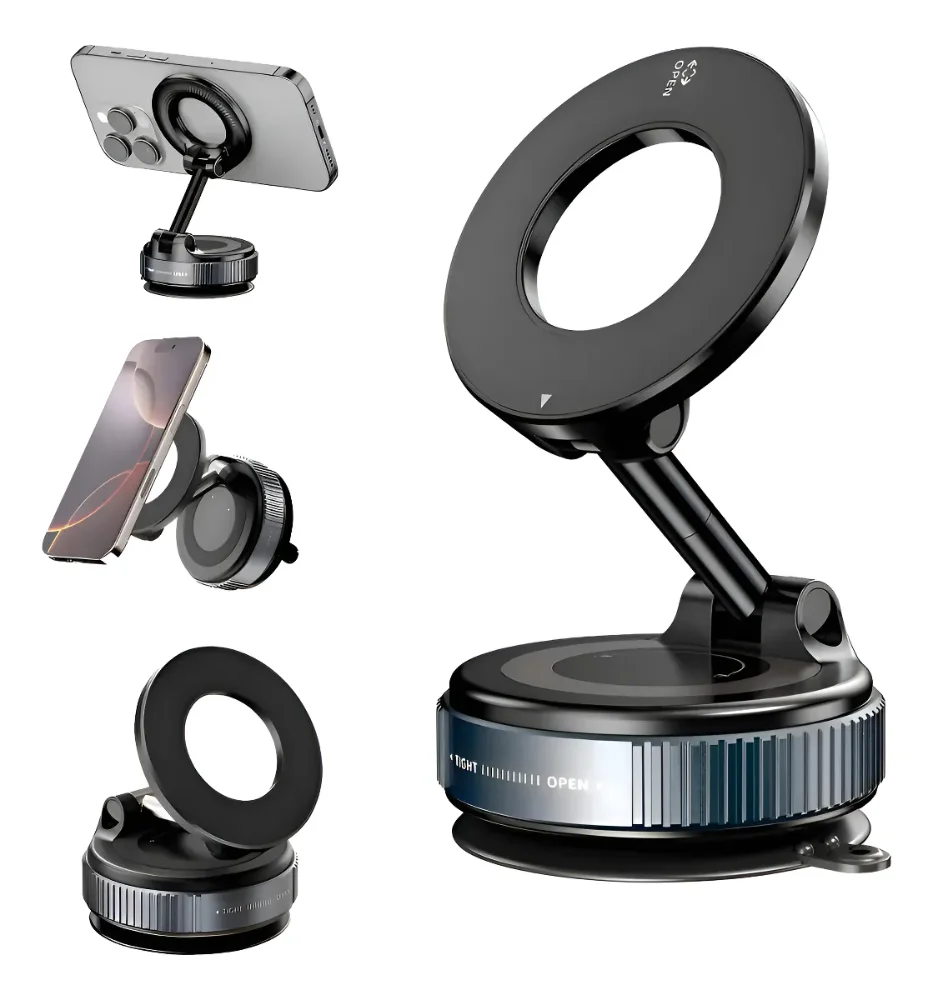 Suporte Celular Magnético 360 Rotativo Com Ventosa Dobrável