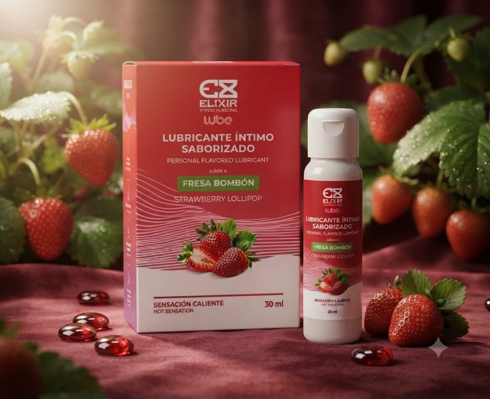 lubricante elixir saborizado  a fresa bombón