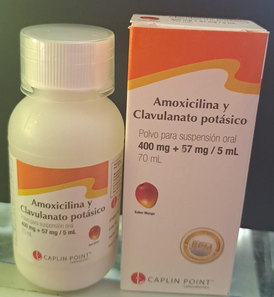 Amoxicilina + Clavulanato pot. Caplin susp. 400 mg + 57 mg * 70 ml