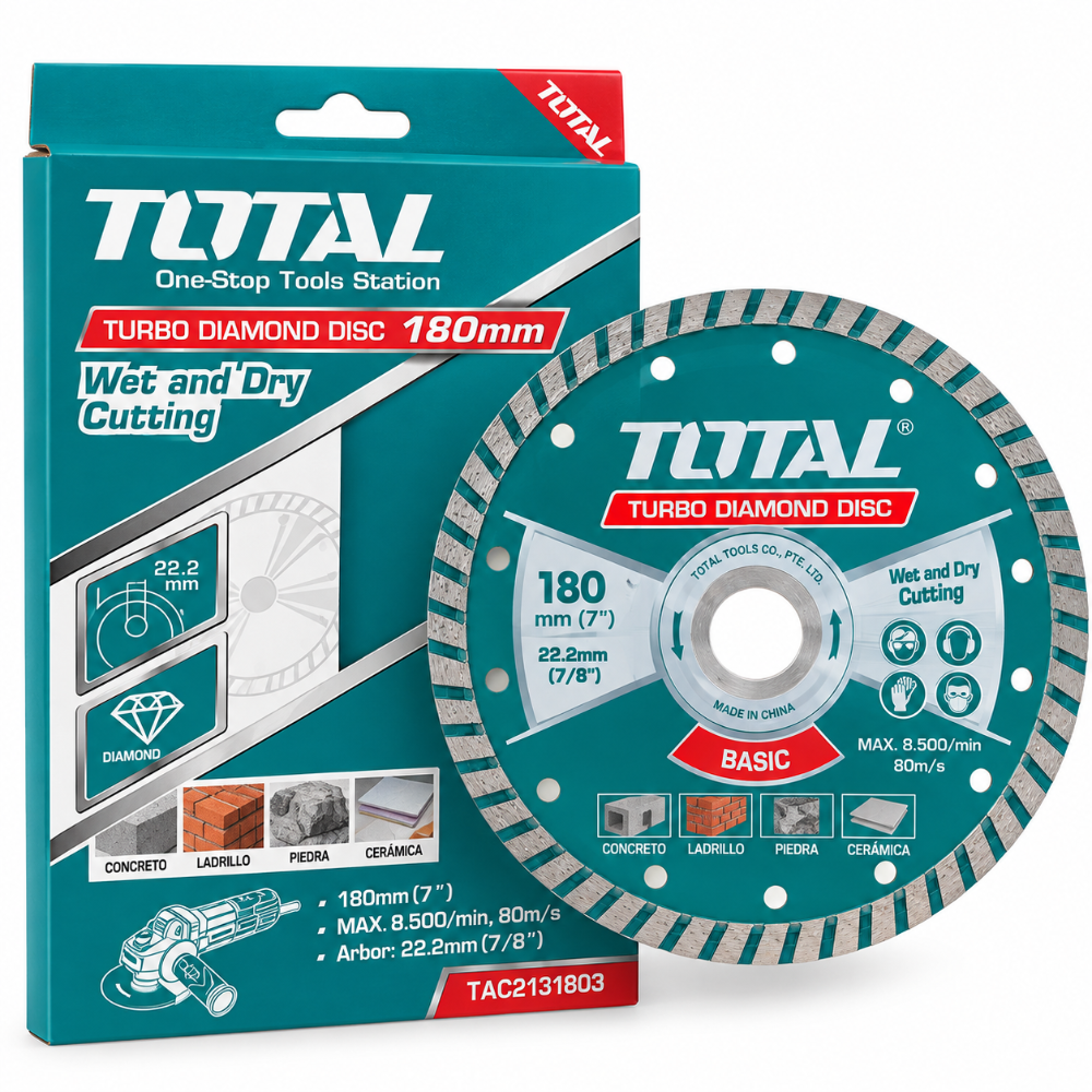 DISCO DIAMANTADO TURBO TOTAL TAC2131803 7" × 7/8" PARA CONCRETO