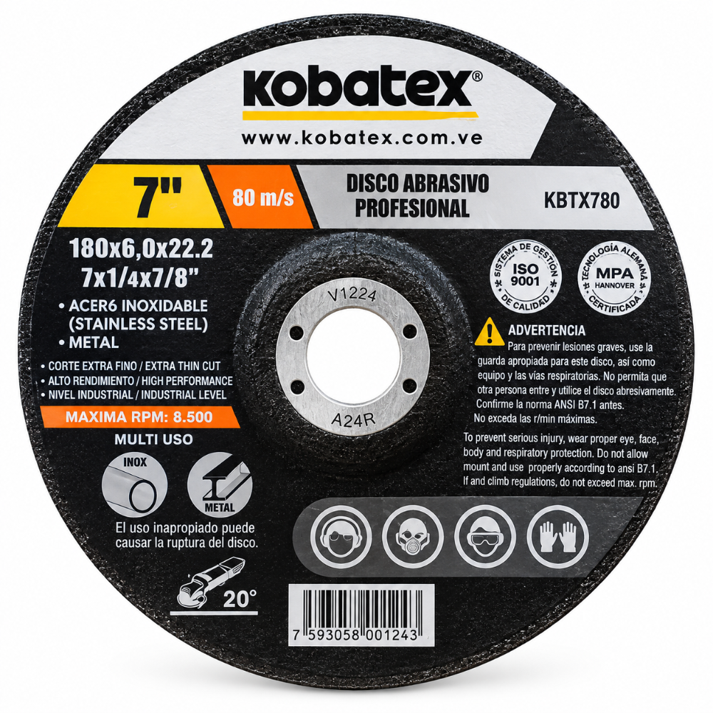 KOBATEX KBTX780 – DISCO ABRASIVO PROFESIONAL 7"