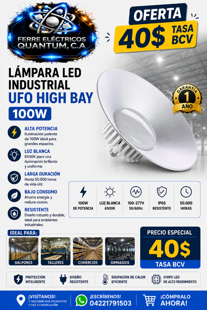LÁMPARA LED INDUSTRIAL UFO HIGH BAY 100W