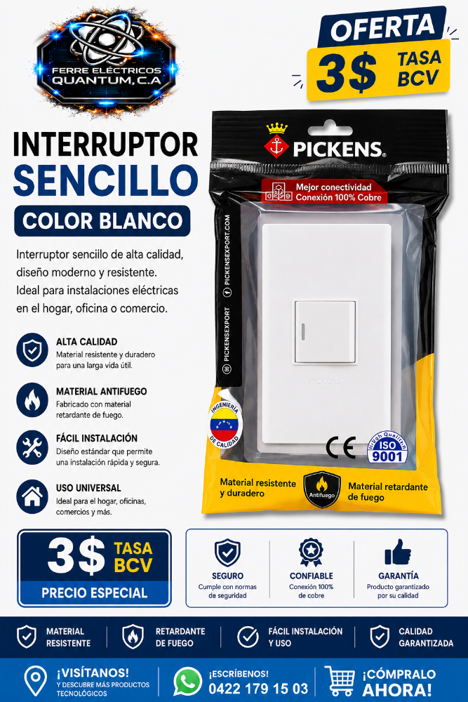 INTERRUPTOR SENCILLO COLOR BLANCO