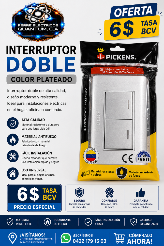 INTERRUPTOR DOBLE COLOR PLATEADO