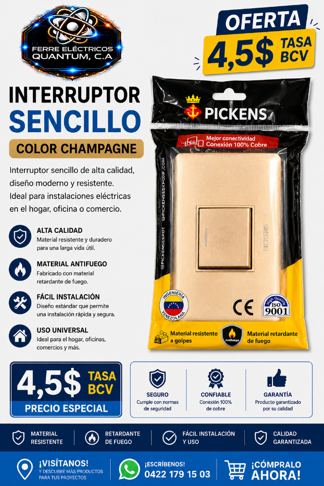 INTERRUPTOR SENCILLO COLOR CHAMPAGNE