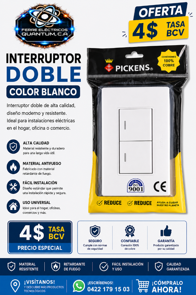 INTERRUPTOR DOBLE COLOR BLANCO