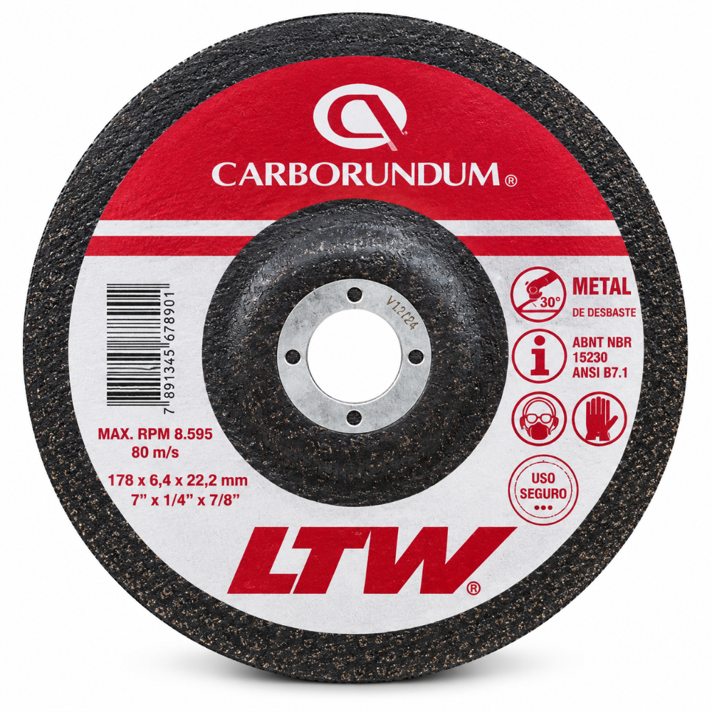 DISCO DE DESBASTE CARBORUNDUM LTW 7" PARA METAL