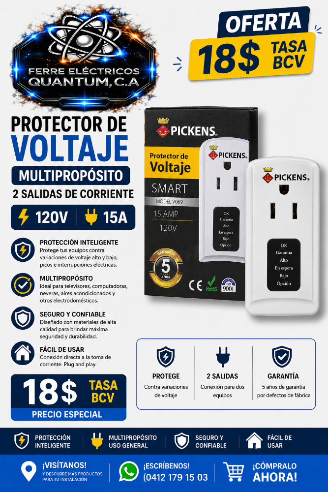 PROTECTOR DE VOLTAJE MULTIPROPOSITO 2 SALIDAS DE CORRIENTE 120V 15A