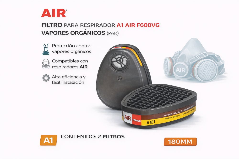 FILTRO PARA RESPIRADOR A1 AIR F600VG VAPORES ORGÁNICOS (PAR)
