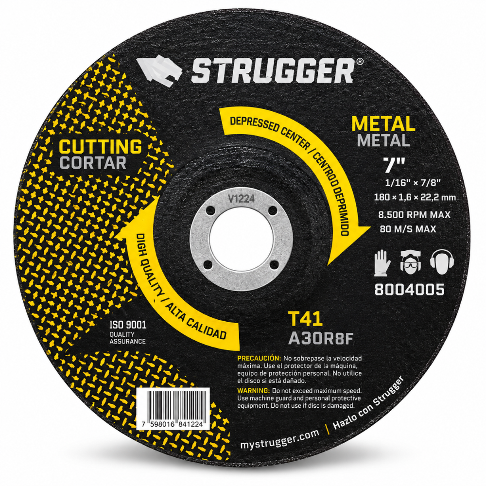 DISCO DE CORTE STRUGGER 7" × 1/16" × 7/8" T41 PARA METAL