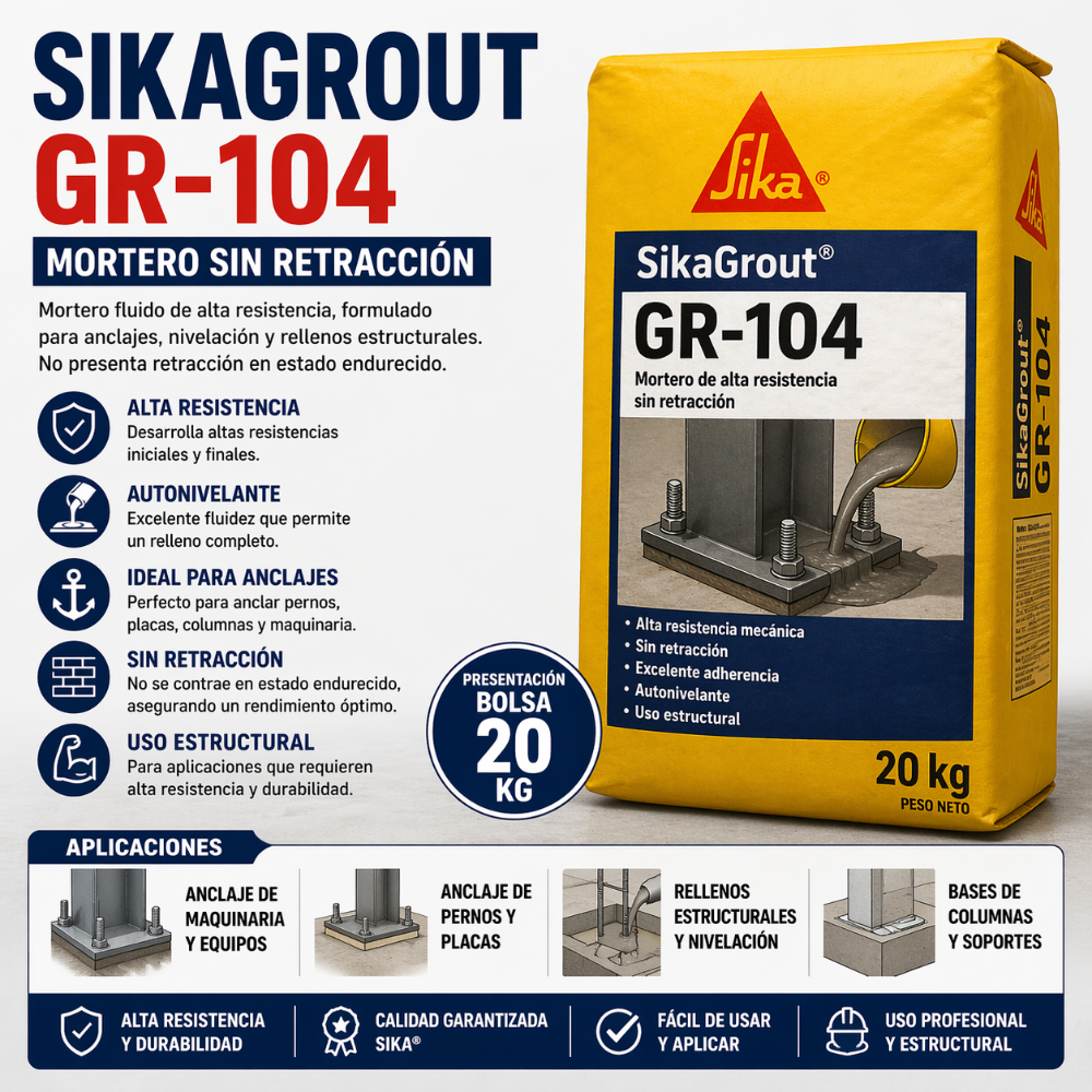 SIKAGROUT GR-104 MORTERO SIN RETRACCIÓN 20KG