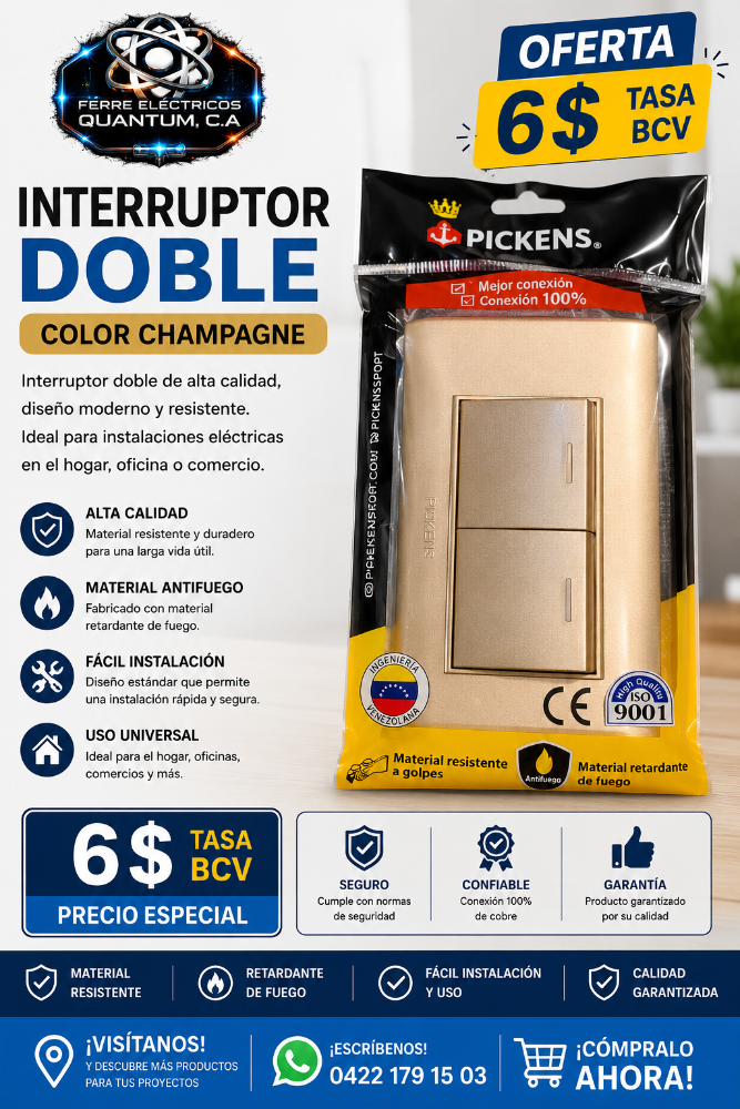 INTERRUPTOR DOBLE COLOR CHAMPAGNE