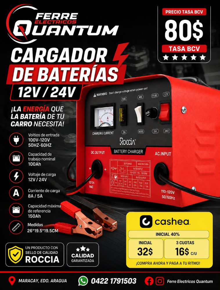 CARGADOR DE BATERIAS ROCCIA 12V/24V
