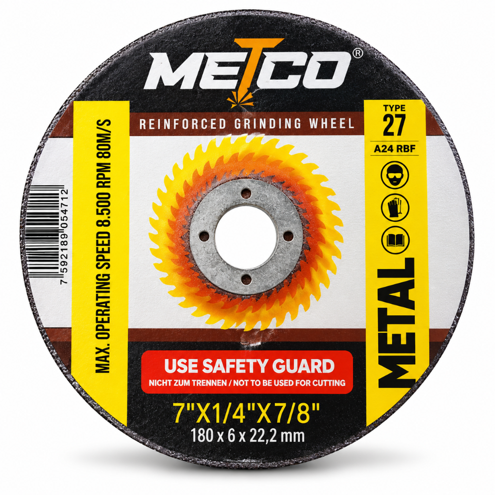 DISCO DE DESBASTE METCO 7" T27 A24 RBF – METAL