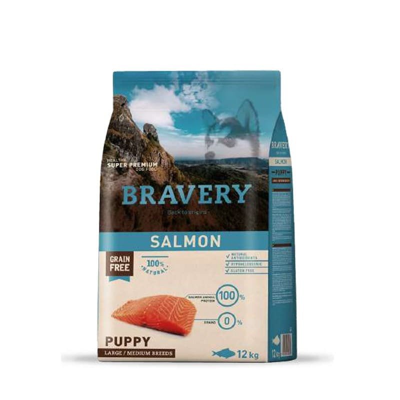 BRAVERY DOG 12KG PUPPY SALMON  MEDIANO