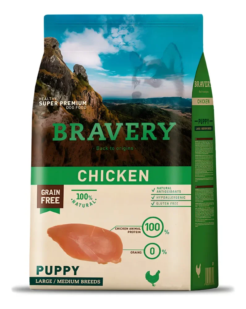 BRAVERY DOG 12KG PUPPY POLLO MEDIANO