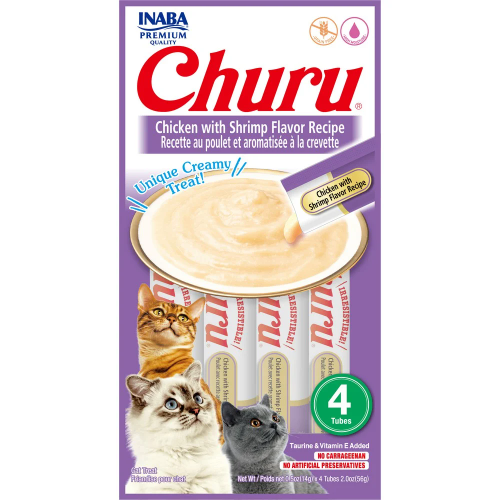 CHURU CAT POLLO- CAMARON (4 TUBOS)