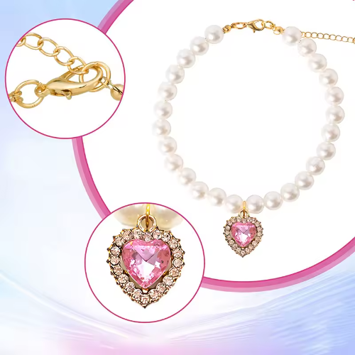 COLLAR PERLAS CON DIAMANTE ROSA