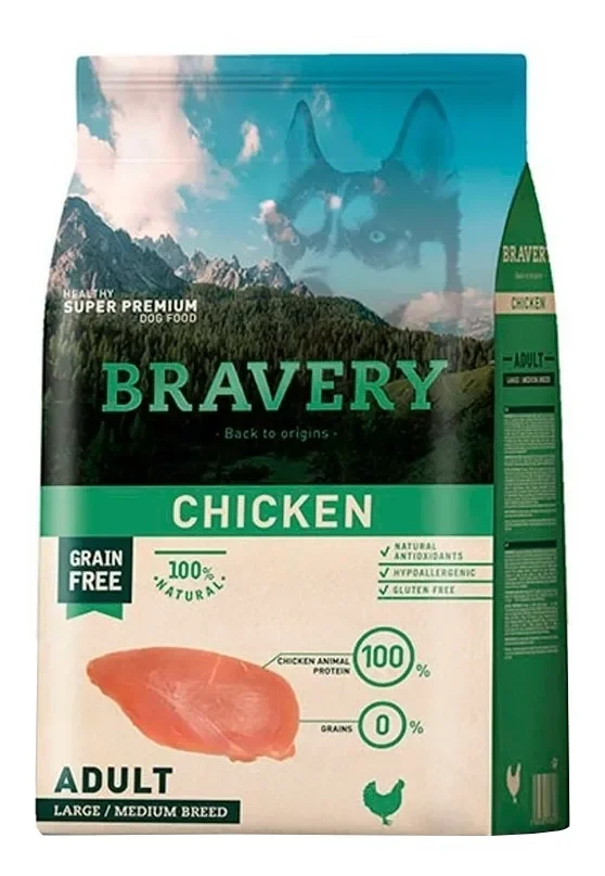 BRAVERY DOG 12KG ADULT POLLO MEDIANO