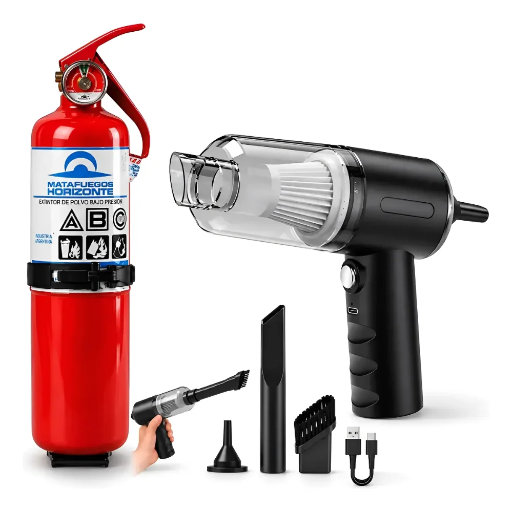 KIT VEHICULAR MATAFUEGO + ASPIRADORA SOPLADORA PREMIUM