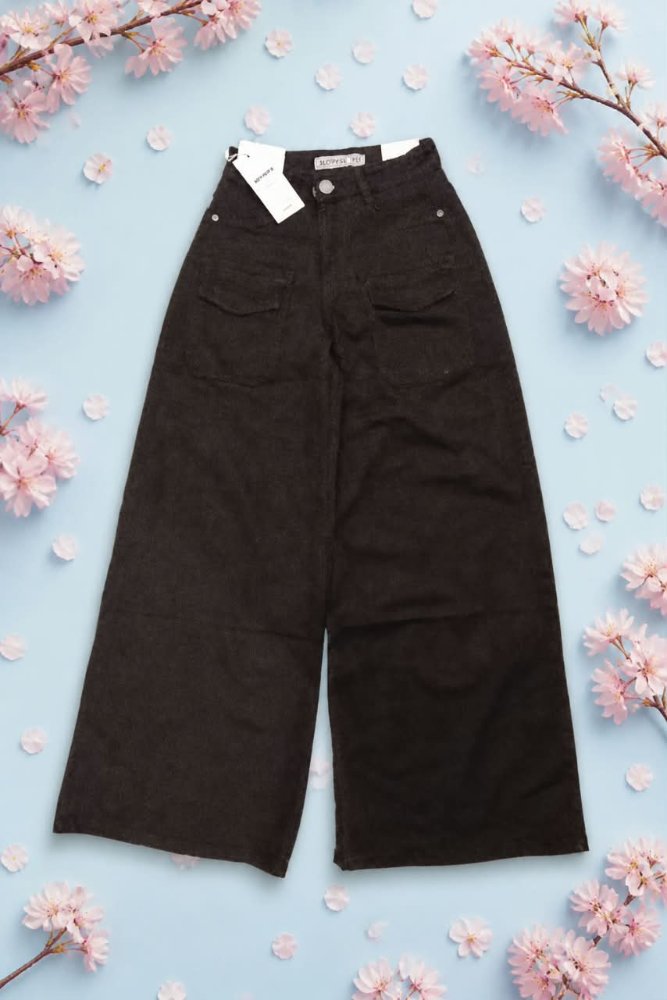 Súper Wide Leg Negro Bolsillos Delanteros T36
