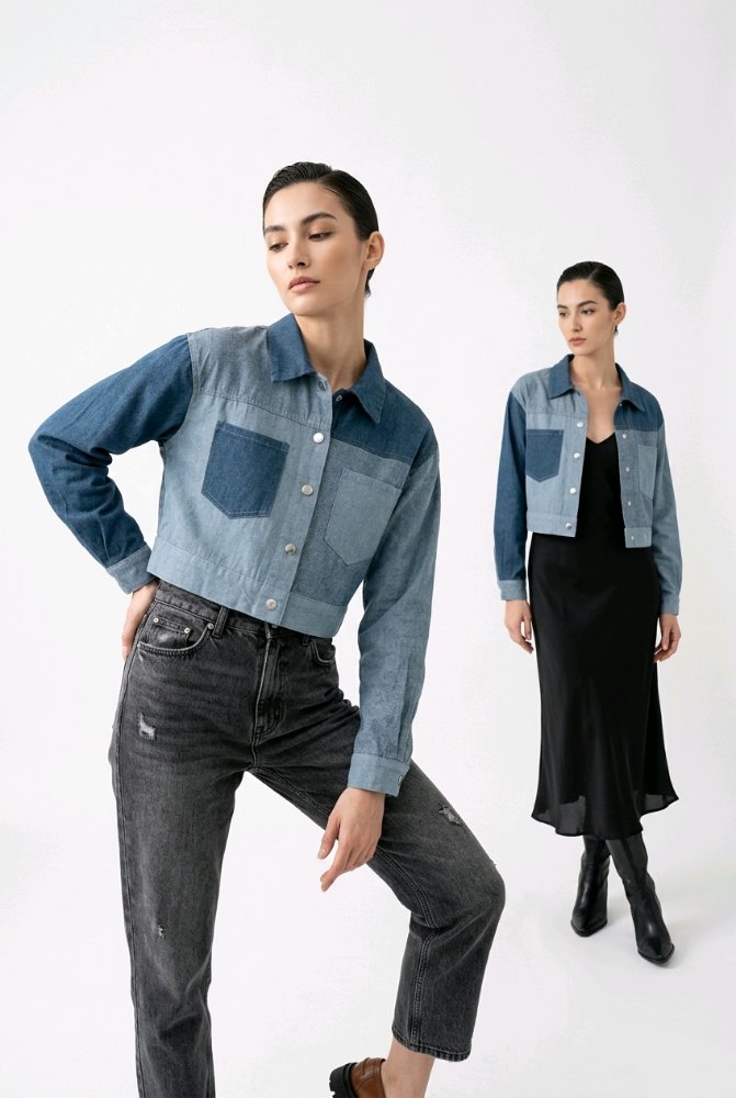 Chaqueta Denim Azul Bicolor